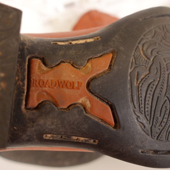 Road Wolf Boots 7 M Women Western Cowboy Outland Leather Rodeo Daisy Duke Cognac - Picture 11 of 16